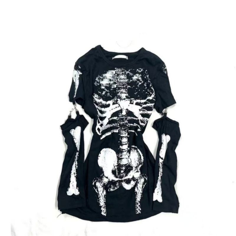 Gothic Skeleton Graphic T-Shir - огляд і ціна Vintage Fashion Subculture