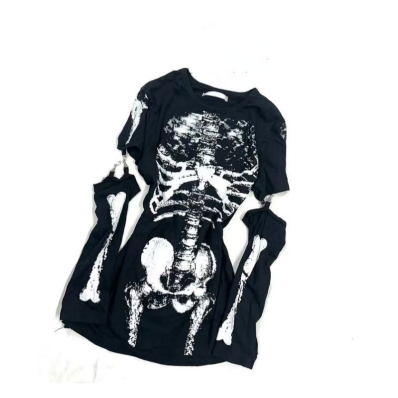 Gothic Skeleton Graphic T-Shir - огляд і ціна Vintage Fashion Subculture
