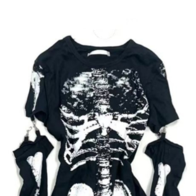 Gothic Skeleton Graphic T-Shir - огляд і ціна Vintage Fashion Subculture